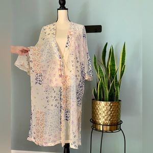 COPY - Wild Fable • Sheer Cream Floral Kimono Caftan • One Size